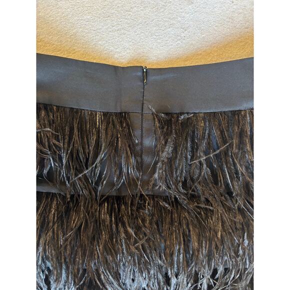 J. McLaughlin Melina black Ostrich feather mini skirt holiday sexy date night 2 - Picture 3 of 7